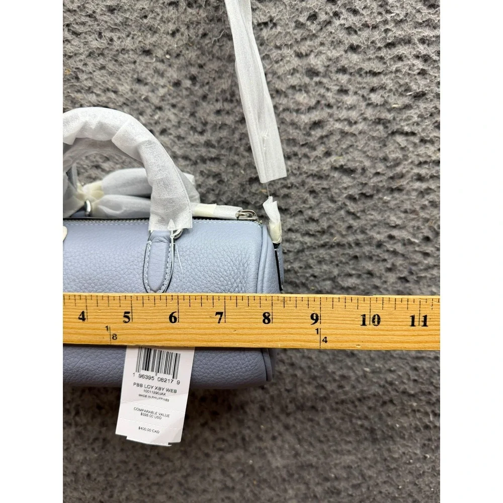 NWT Coach Lacey Pebbled Leather Crossbody Mini Barrel Bag Grey Mist CJ571